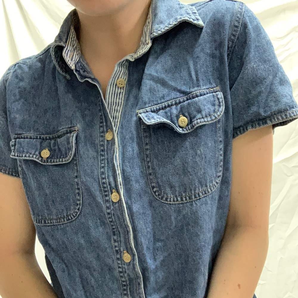 Vintage Short Sleeve Denim Button Up